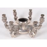 A silver plated six branch candle holder, purportedly from the Serica steam sailing boat,