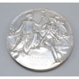 A silver medal after Erik Lindberg, Stockholm 1908, diameter 60.5mm. 133 g.