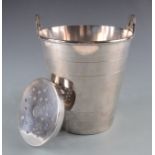 A silver plated twin handled ice bucket, height 22.3cm.