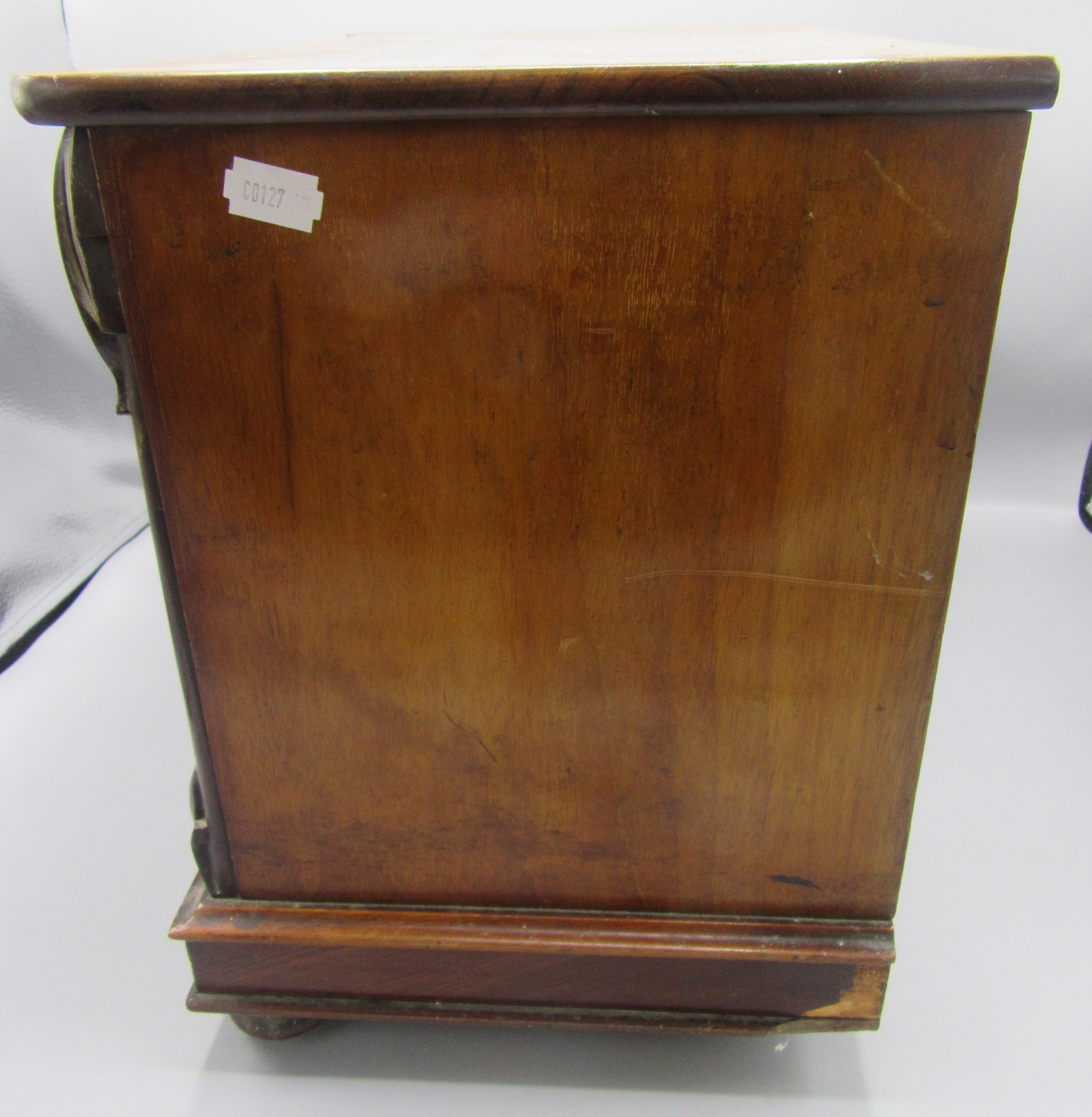 A Victorian mahogany miniature chest of drawers, with three long graduated drawers, - Image 4 of 6