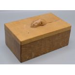 A Robert 'Mouseman' Thompson of Kilburn oak rectangular box, the cover with carved mouse signature,