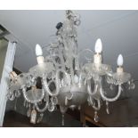 A cut glass seven branch chandelier, 20th century, height 70cm.