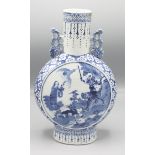 A Chinese blue and white porcelain moon flask, 19th century,