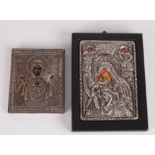Two 20th century silver mounted Russian icons.