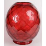 A large cranberry glass lamp shade, early 20th century, height 28cm, diameter 22cm.