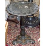 A Victorian papier mache and mother of pearl inlaid occasional table, height 67cm,