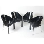 A set of four Philippe Starck tub armchairs, bearing the label Aleph,