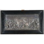 An early Victorian electrotype silver plated panel of Christ preaching, in an ebonised frame, 41.