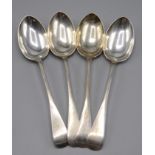 A set of four late Victorian Old English pattern tablespoons, Sheffield 1894, 9.4oz.