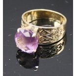 A 14ct gold amethyst dress ring. Condition report: Stamped 585. Size M.