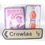 Two enamel advertising signs, Burma Sauce, 60.5 x 45.5cm, Tizer, 61 x 30.