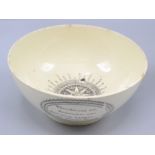 A maritime creamware bowl, early 19th century,