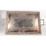 A good and large Roberts & Belk of Sheffield silver plated two handled tray,