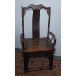 A Chinese hardwood armchair, 19th century,