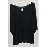 A ladies black and silver sequin evening jacket, size 10/12 and a ladies black beaded evening top,