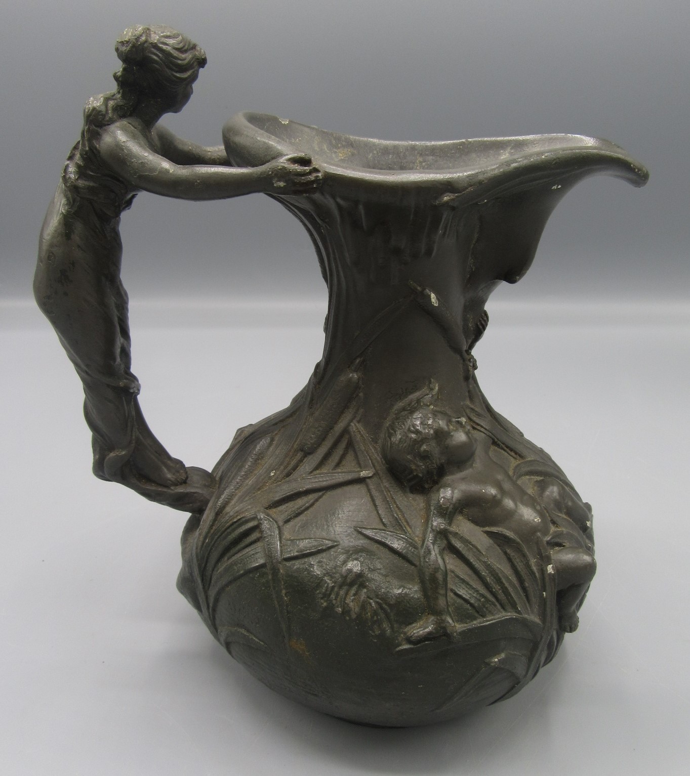 A Jean Garner French pewter jug, the handle modelled as a female figure, - Image 3 of 13