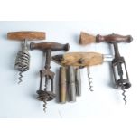 A selection of seven various corkscrews.