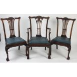 A set of eight George III style mahogany dining chairs, including two carvers,
