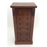 A Victorian mahogany Wellington chest of drawers, with seven graduated drawers on a plinth base,