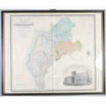 An engraved and hand coloured map of the county of Cumberland,