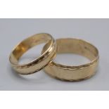 Two 9ct gold bands, 5.8g.