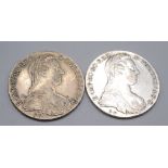 Two Maria Theresa thaler coins 1780.