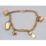 A 9ct gold charm bracelet, 13.2g.