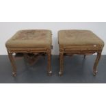 A pair of fine carved and giltwood French Transitional style stools, 19th century,