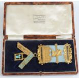 A good 18ct gold diamond set and enamel Masonic jewel for 'The Holte Lodge No.