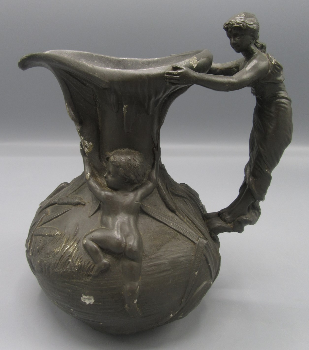 A Jean Garner French pewter jug, the handle modelled as a female figure, - Image 4 of 13