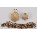 Two Victorian gilt lockets and a long guard.
