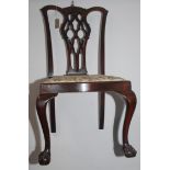 A George III style mahogany dining chair, circa 1900, in Chippendale style,
