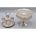A Renown silver plated tazza, with Art Nouveau design handles, height 6cm, diameter 19.