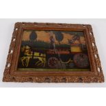 A reverse print on glass entitled Sir Francis Burdetts Triumphal Car, 19th century,