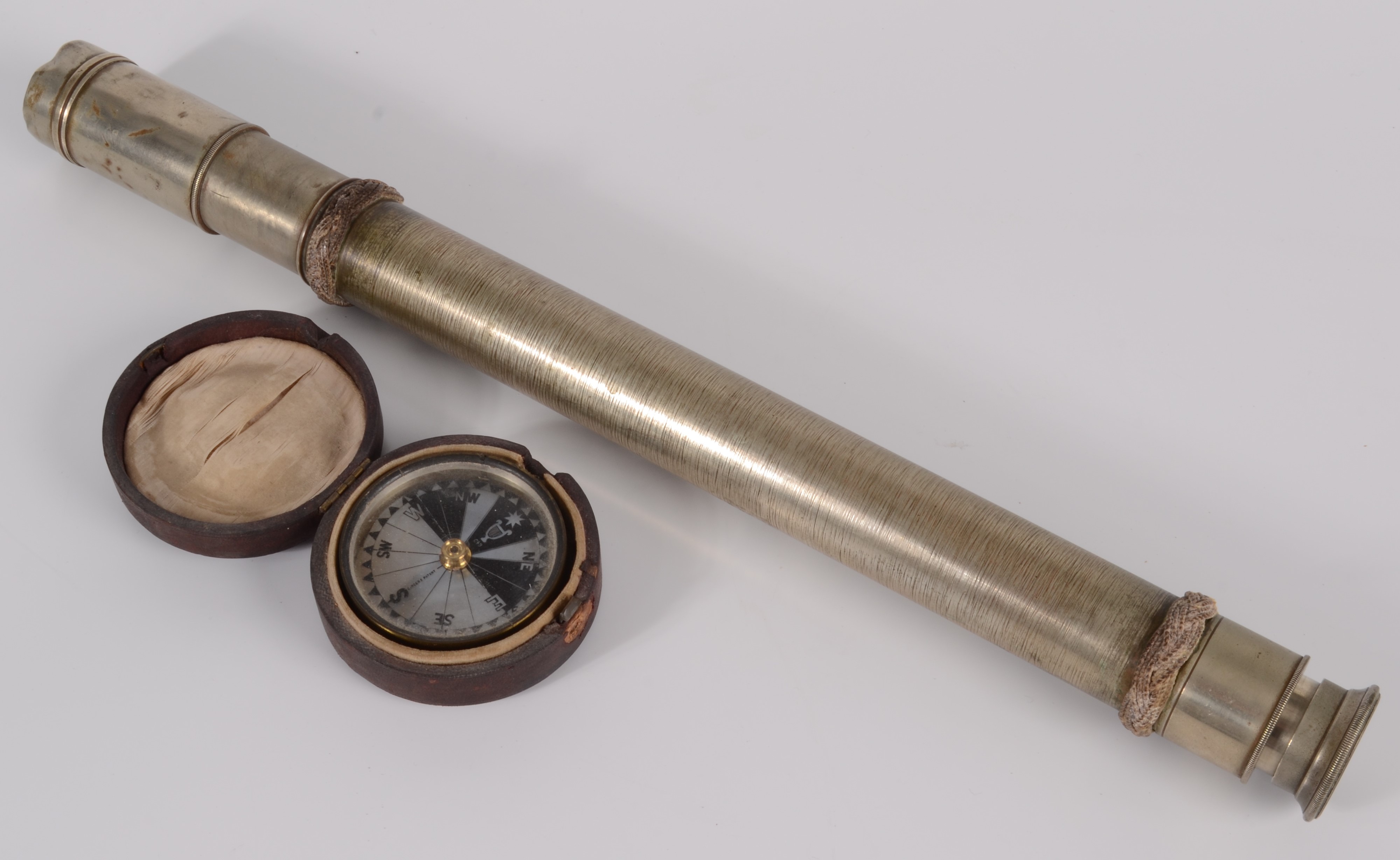 A single draw plated telescope by Ross, London, inscribed R.Carron. R.N.H.M.