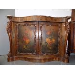 A Victorian rosewood veneered serpentine side cabinet,