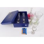 Miscellaneous glassware, including a boxed set of Dartington Crystal Millennium champagne flutes.