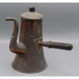 A Georgian copper chocolate pot with wooden finial and handle, height 25cm.