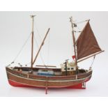 A wooden model of a Penzance fishing boat, entitled 'Elizabeth and Caroline PZ80', height 53cm,