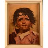 Two Italian School oil on canvas portraits of boys, each indistinctly signed,