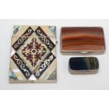 A banded agate and nickel cigarette case,