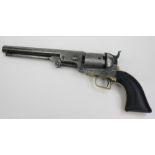 A Colt Navy 1851 Square Back .36 calibre, single action, six shot, cap and ball revolver.