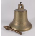 A bronze ship's bell, height 26cm, diameter 26.5cm.
