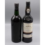 A bottle of Taylors 1963 vintage port, lacks paper label and a bottle of Dow's Finest Reserve port.