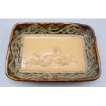 A Doulton Lambeth pin tray, late 19th century, MT incised signature by the artist Mary Ann Thompson,