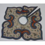 A Chinese silk and embroidered collar, late 19th/early 20th century, decorated with birds,