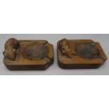 A Robert 'Mouseman' Thompson carved oak ashtray, length 10.5cm, width 7.