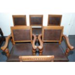 A set of six light oak dining chairs, circa 1930's, including two armchairs.