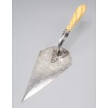 A silver plated presentation trowel, inscribed 'Presented to William Sissons Esq.