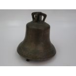 A large bronze bell, 19th century, height 29cm, diameter 29.7cm.